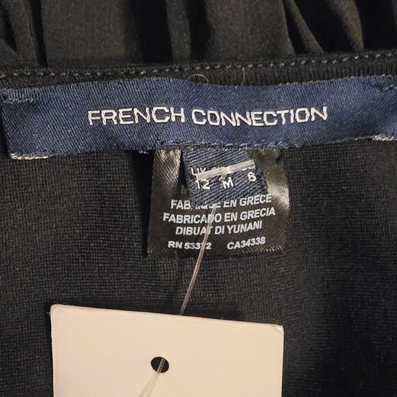 FRENCH CONNECTION Angelina Pleated Lace And Jersey Black Maxi Dress Size 8 New - Picture 6 of 16